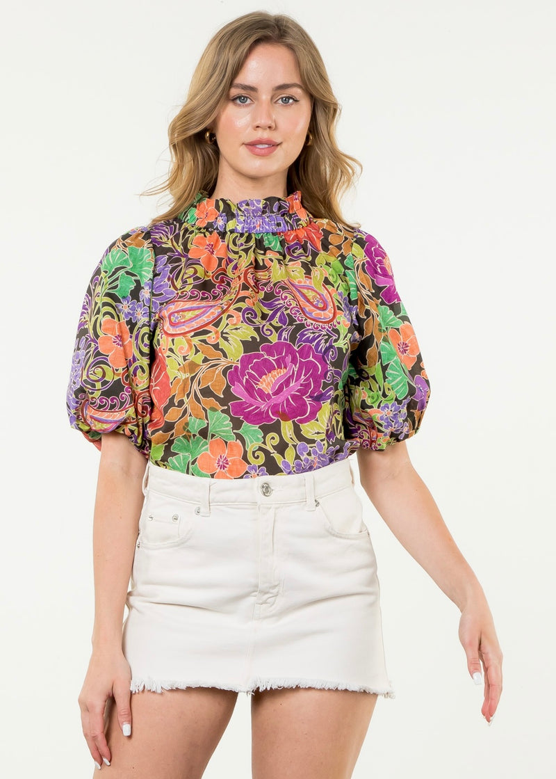 Puff Sleeve Floral Top