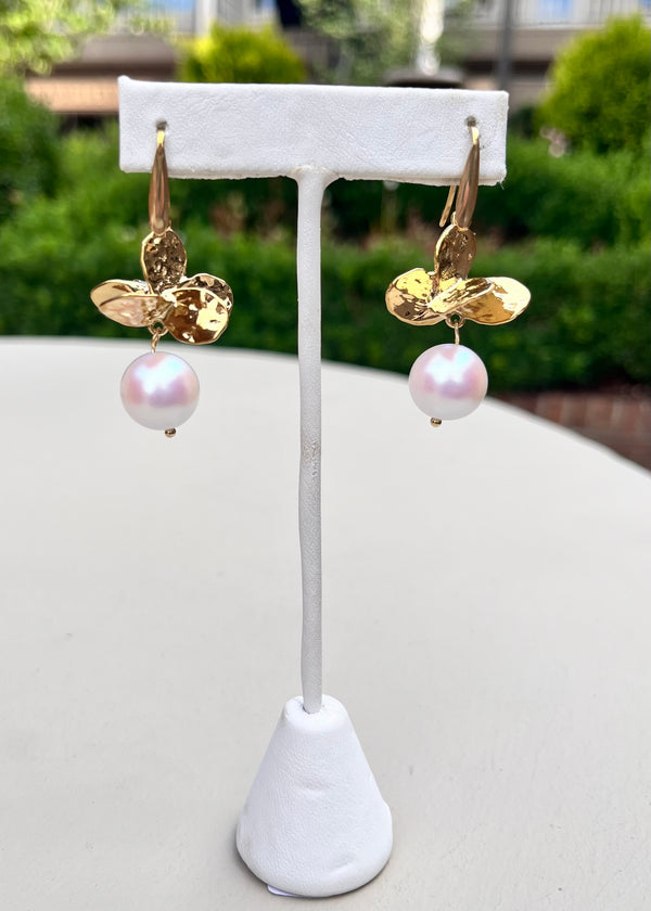 Flower Pearl Drop Earrings