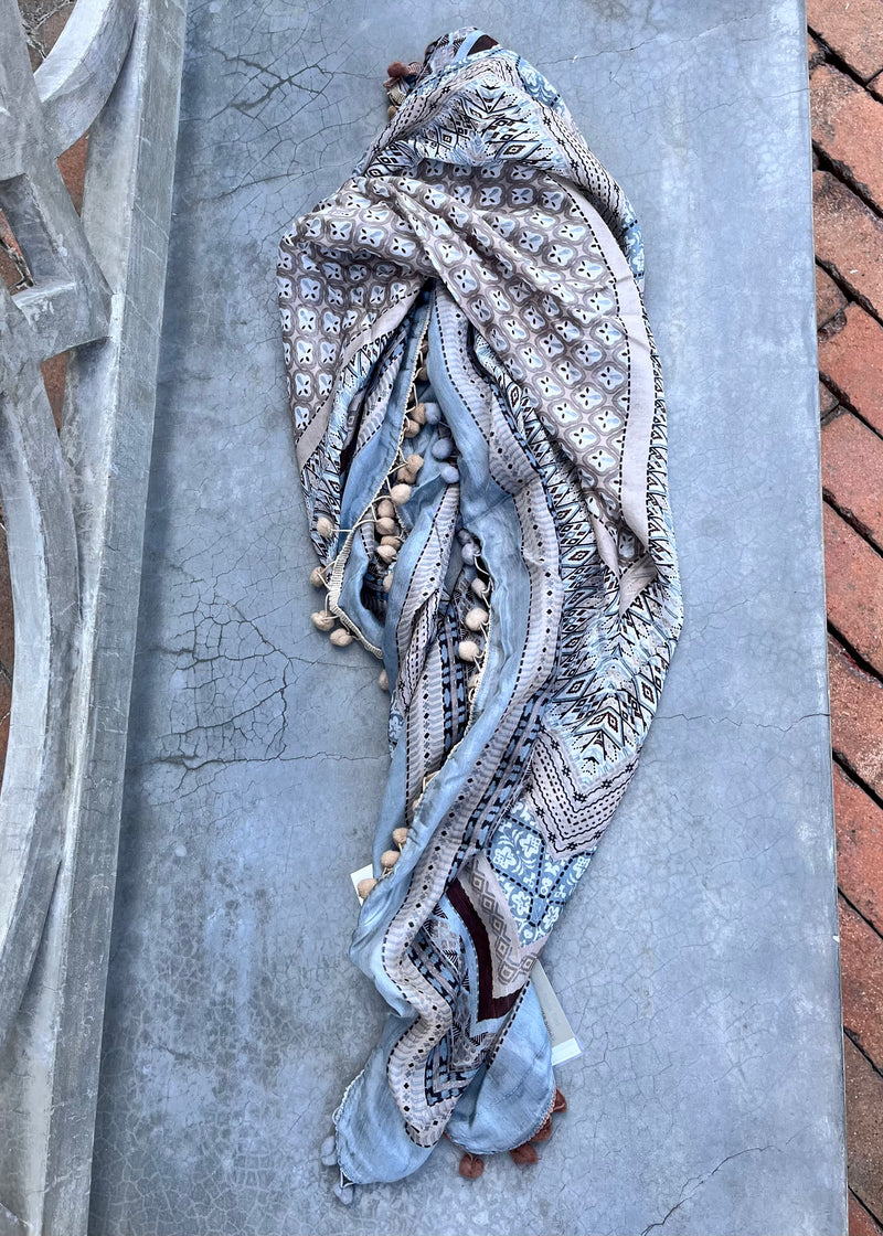 Geometric Pom Pom Scarf