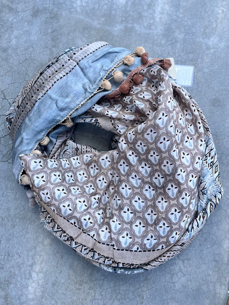 Geometric Pom Pom Scarf