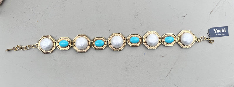 Teal and Pearl Necklace