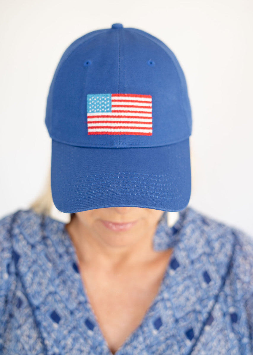 American Flag Needlepoint Hat