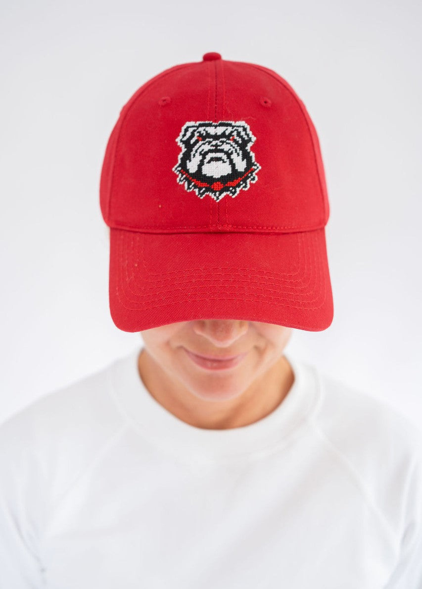Red Bulldog Needlepoint Hat