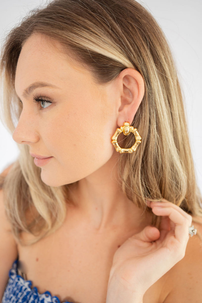 Vivi Bamboo Doorknocker Earring - Gold