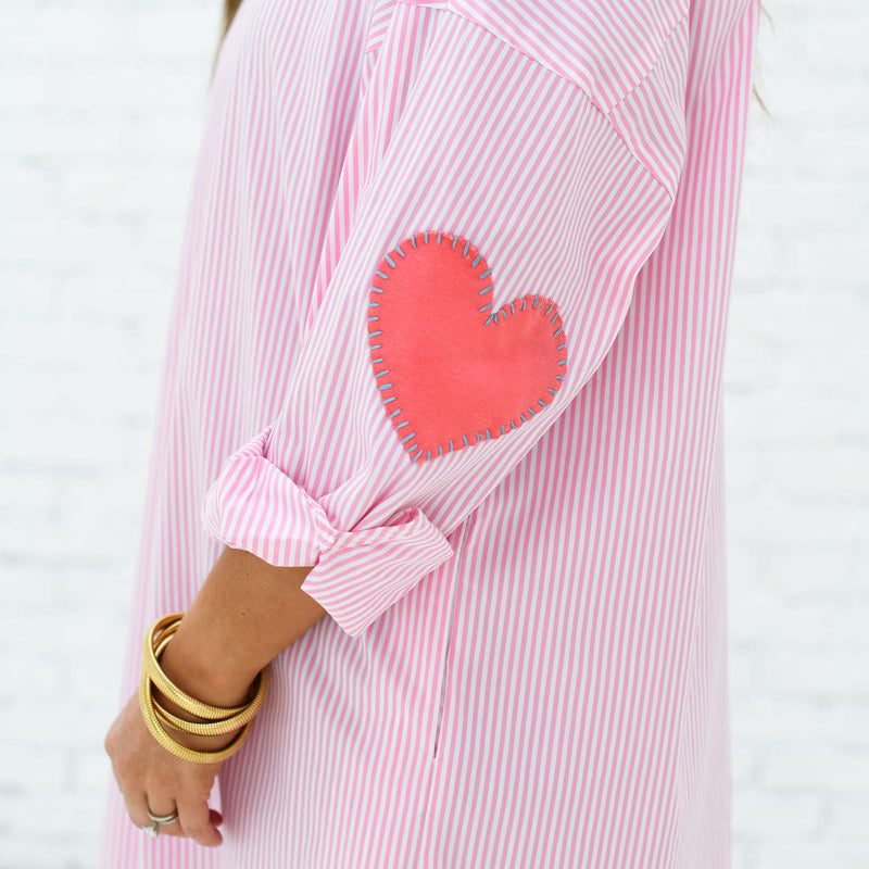 Preppy Dress Heart Elbow Pink Stripe