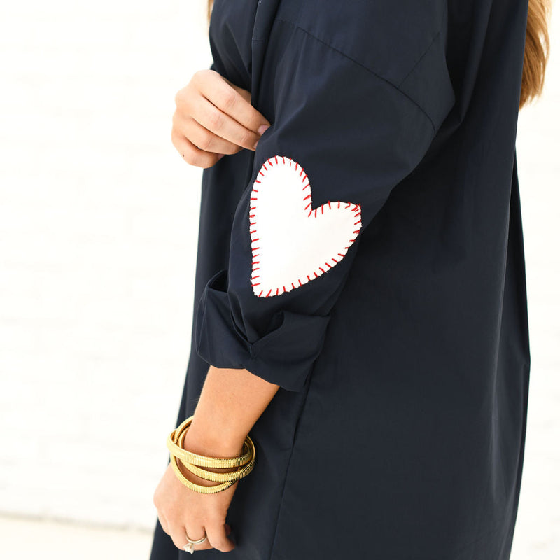 Preppy Dress Heart Elbow Navy