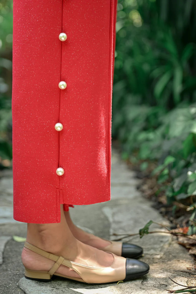 Farrah French Scuba Pearl Pant with Glitter