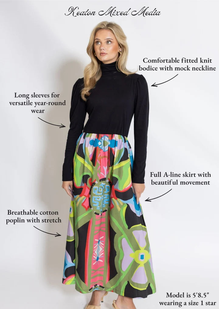 Mixed Media Turtle Neck Dress