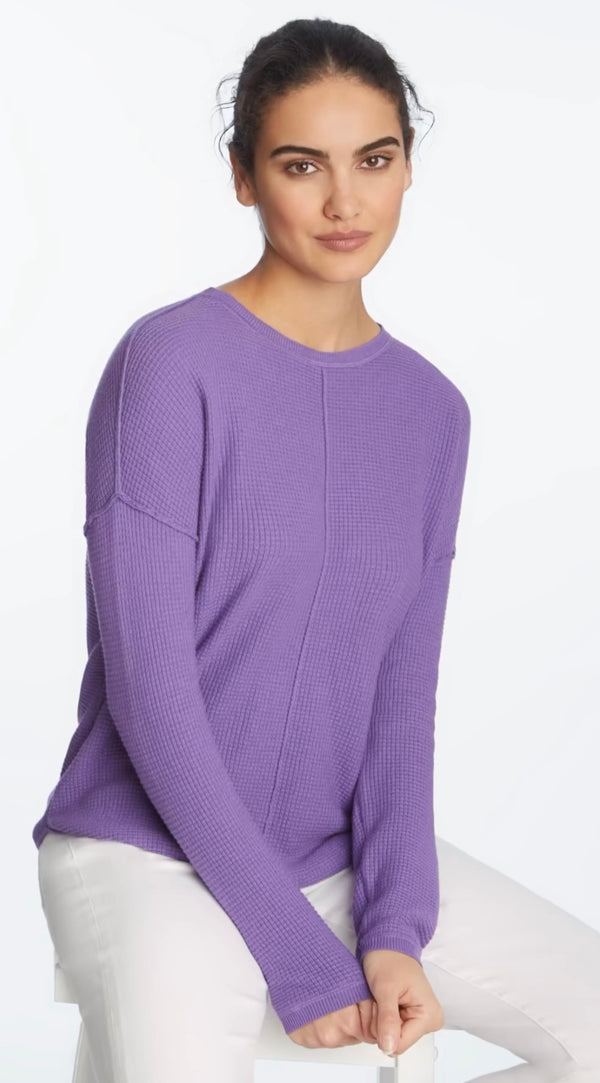 Waffle Stitch Drop Shoulder Top