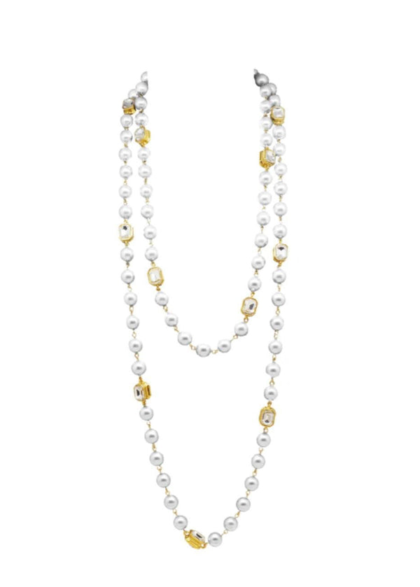 Long Beaded Mirror Necklace - 2 Colors