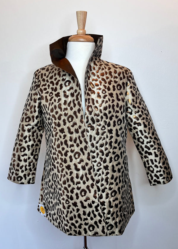 Brown Leopard Print Reversible Jacket