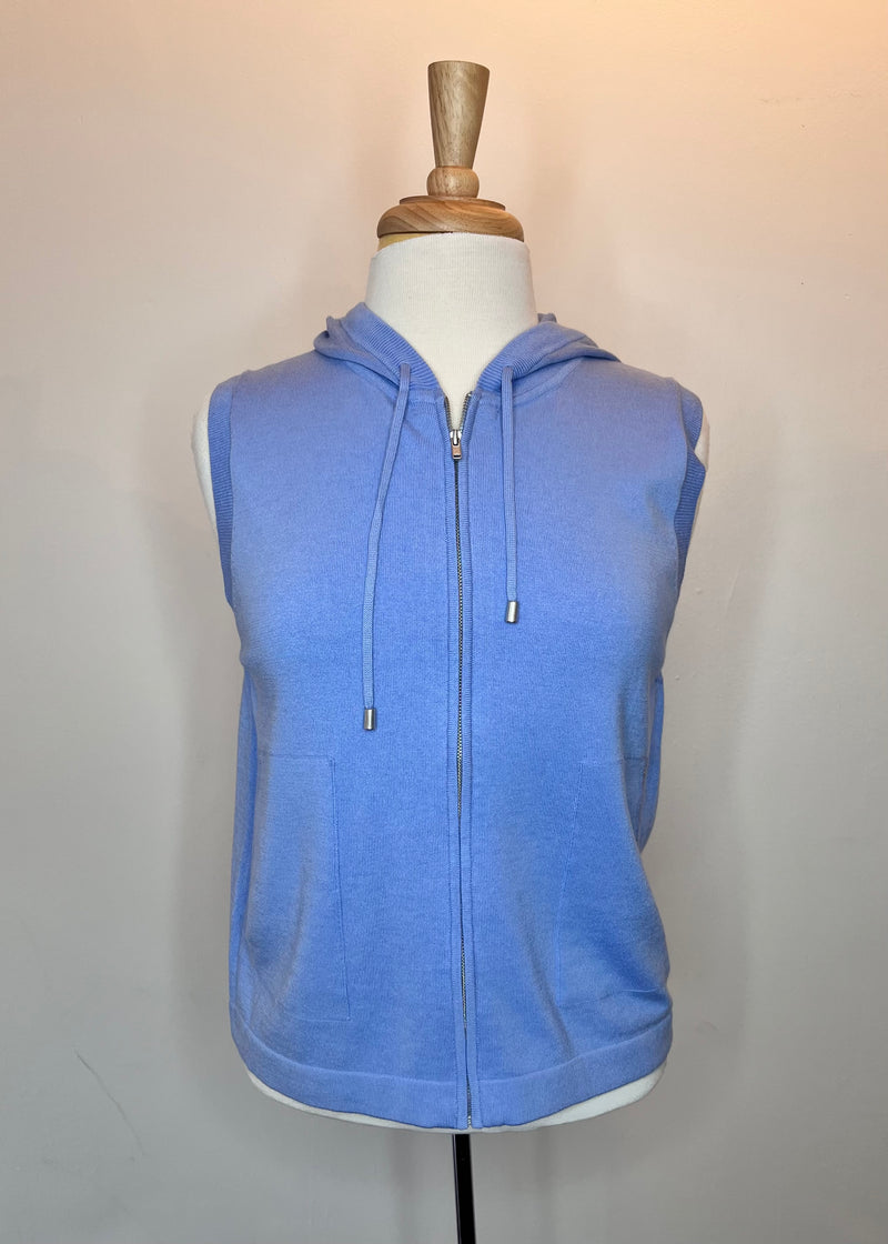Zip Front Sleeveless Hoodie - 2 Colors