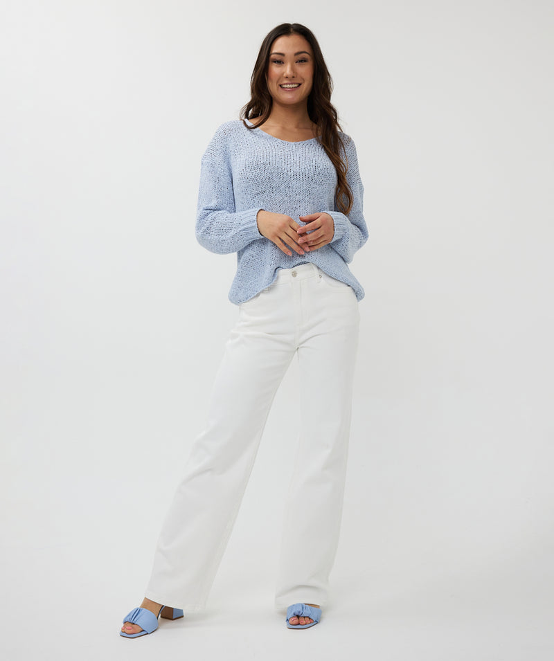 V-Neck Tape Yarn Sweater