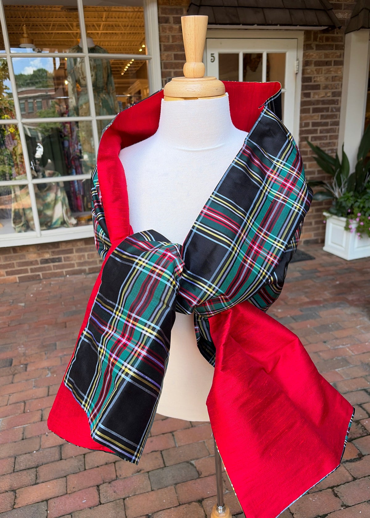 Black Plaid with Red Silk Dupioni