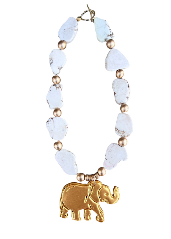 White Slab Nuggets with Elephant Necklace