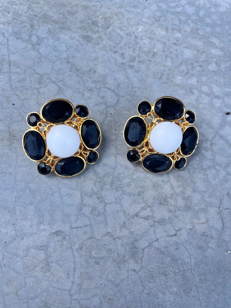 Jet Clip Earrings