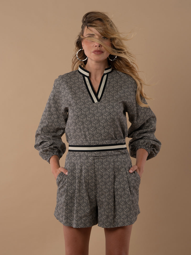Lolli Top - Black Tonal Monogram