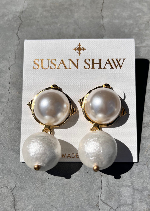 Cotton Pearl Drop Earrings