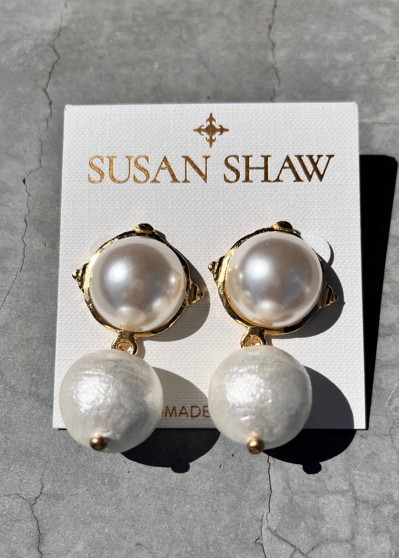 Cotton Pearl Drop Earrings