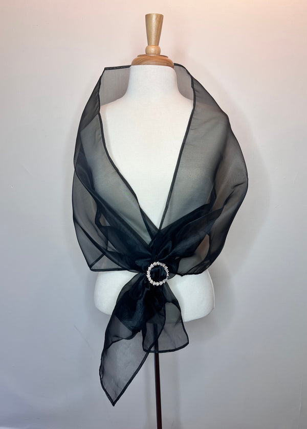 Black Organza Wrap with Buckle