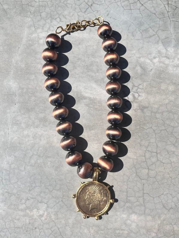 Large Bead with Coin Necklace