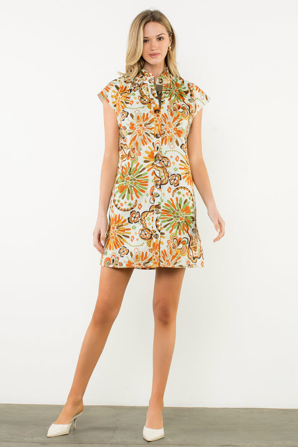Flower Print Button Up Dress