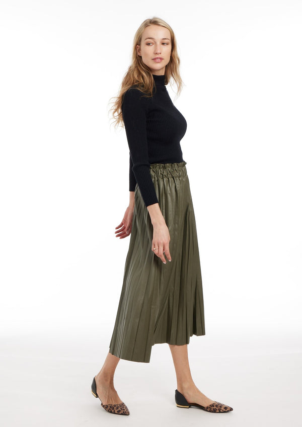 Vegan Leather Pleated Skirt