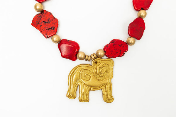 Red Slab Nuggets with Bulldog Necklace