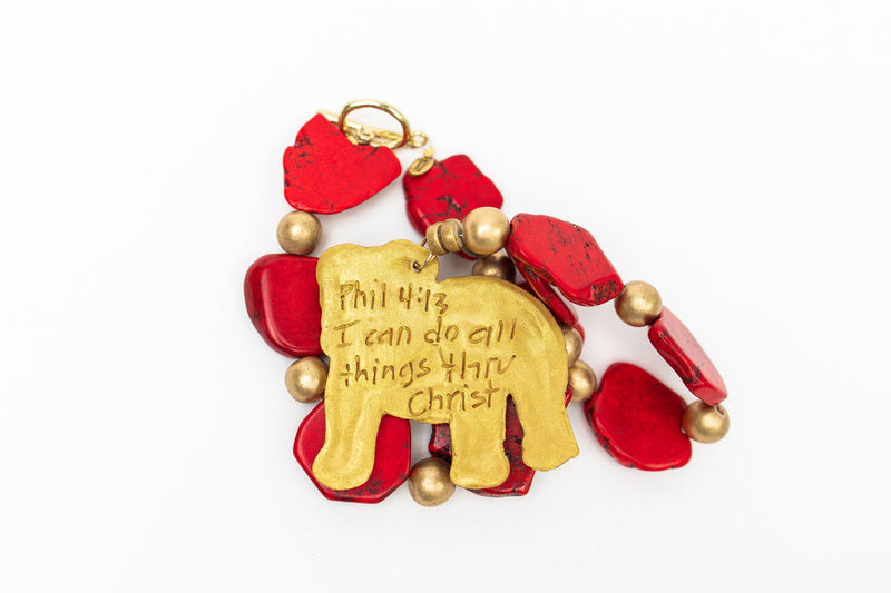 Red Slab Nuggets with Bulldog Necklace