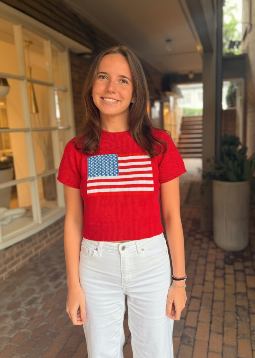 Short Sleeve Flag Sweater