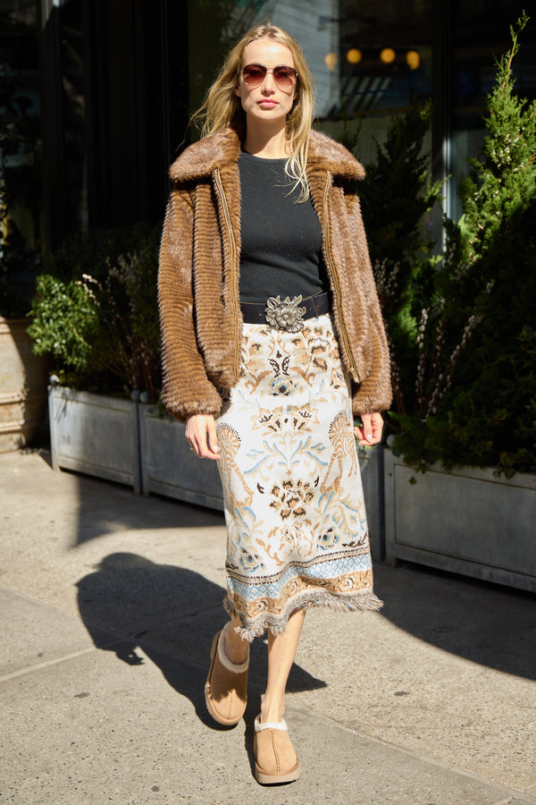Camille Knit Fringe Skirt