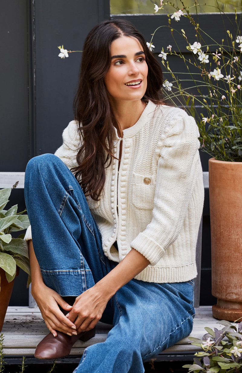 Cotton Blend Knit Cardigan