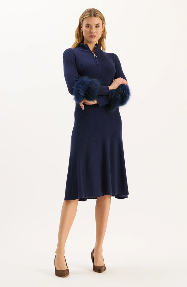 Celia Knit Dress w/ Fur