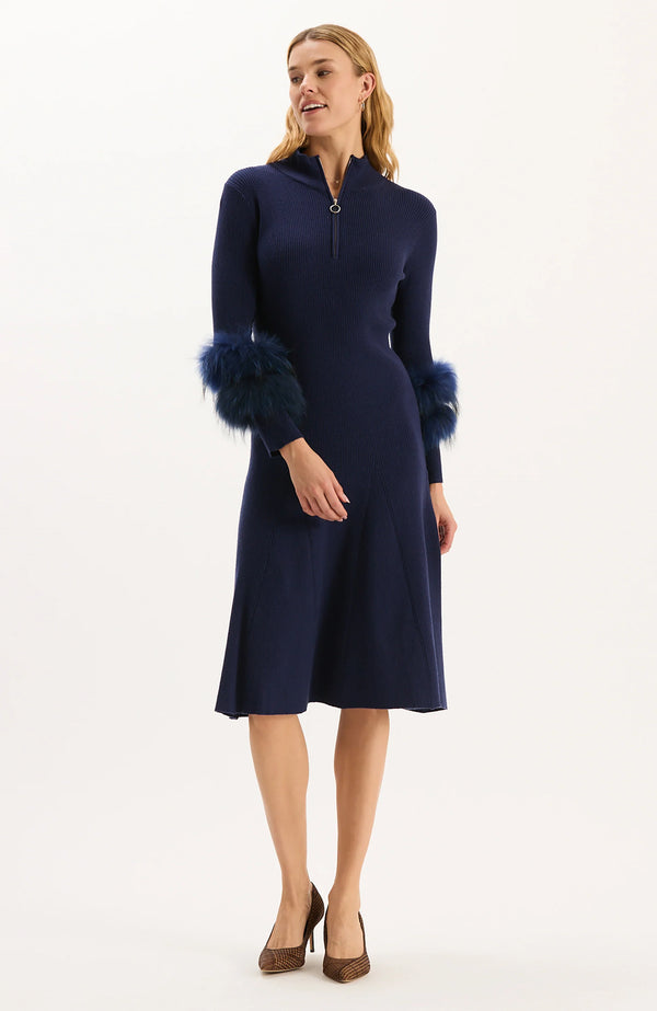 Celia Knit Dress w/ Fur