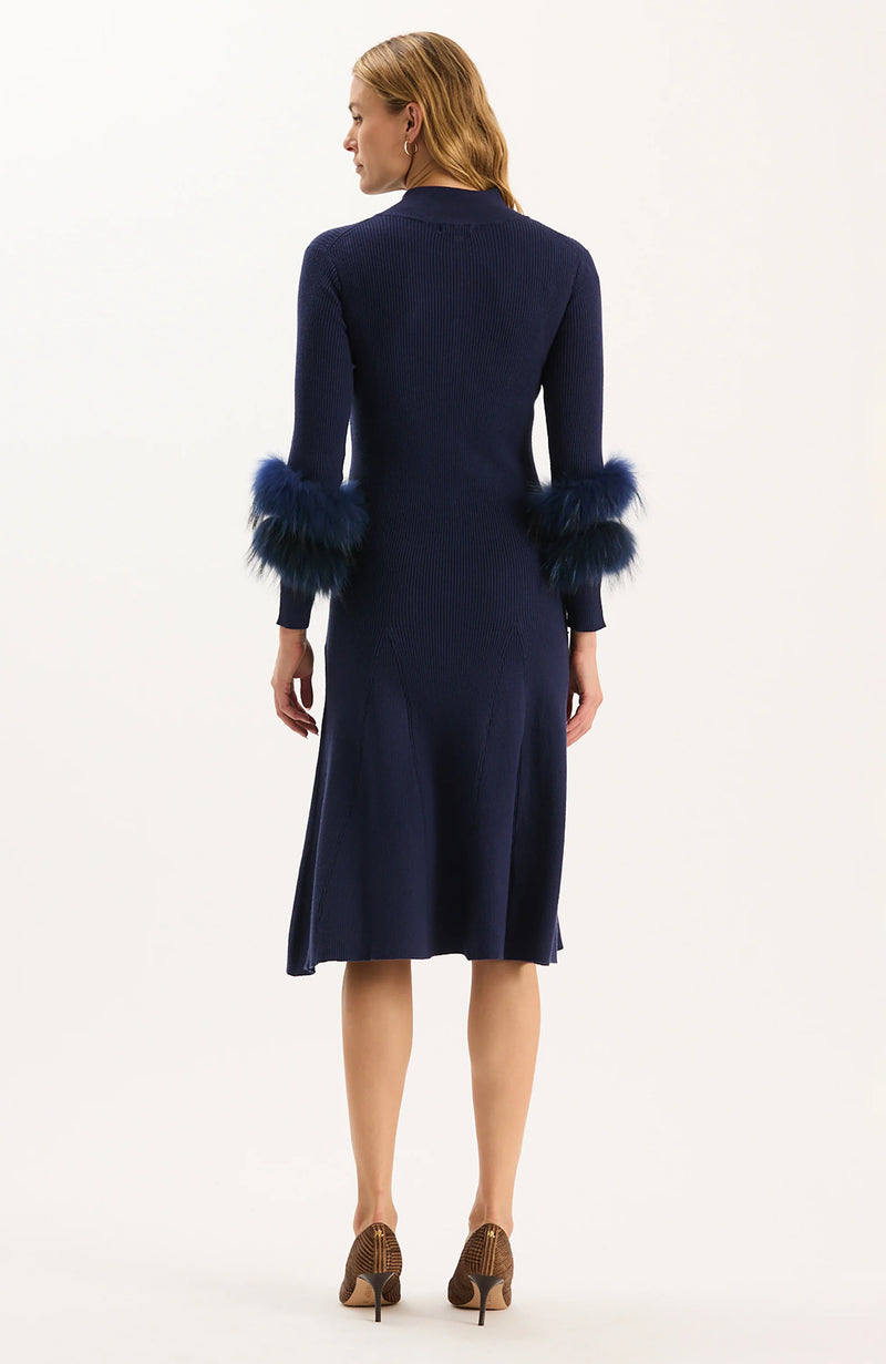 Celia Knit Dress w/ Fur