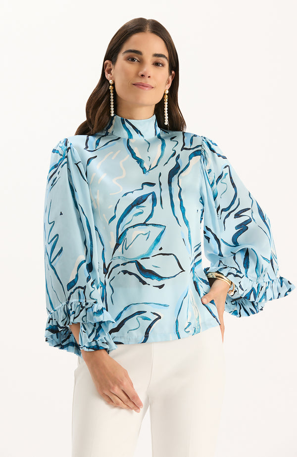 Sarah Charmeuse Mock Neck