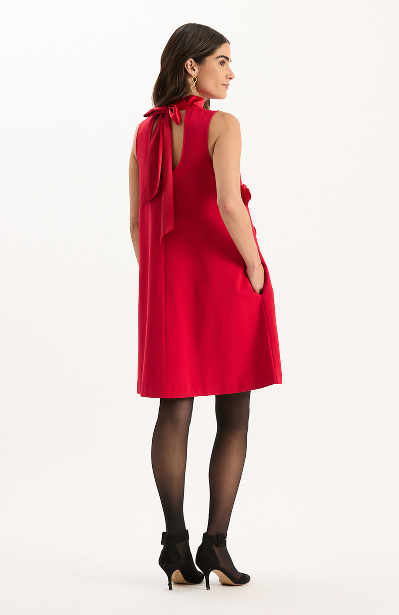 Cleo Ponte Dress with Satin Trim