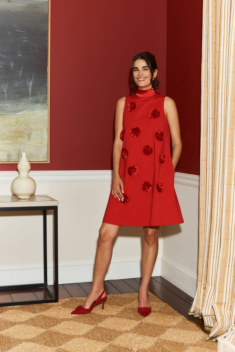 Cleo Ponte Dress with Satin Trim