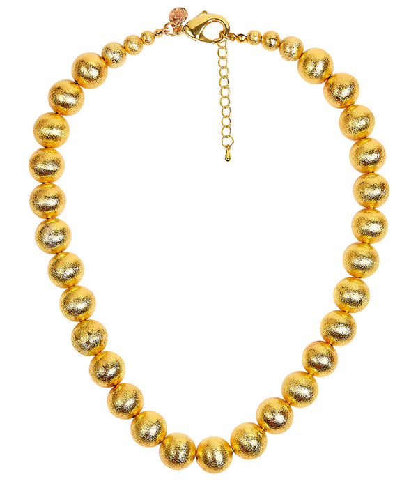 Diana Single Strand Beaded Large Necklace - 14mm - Brushed Gold