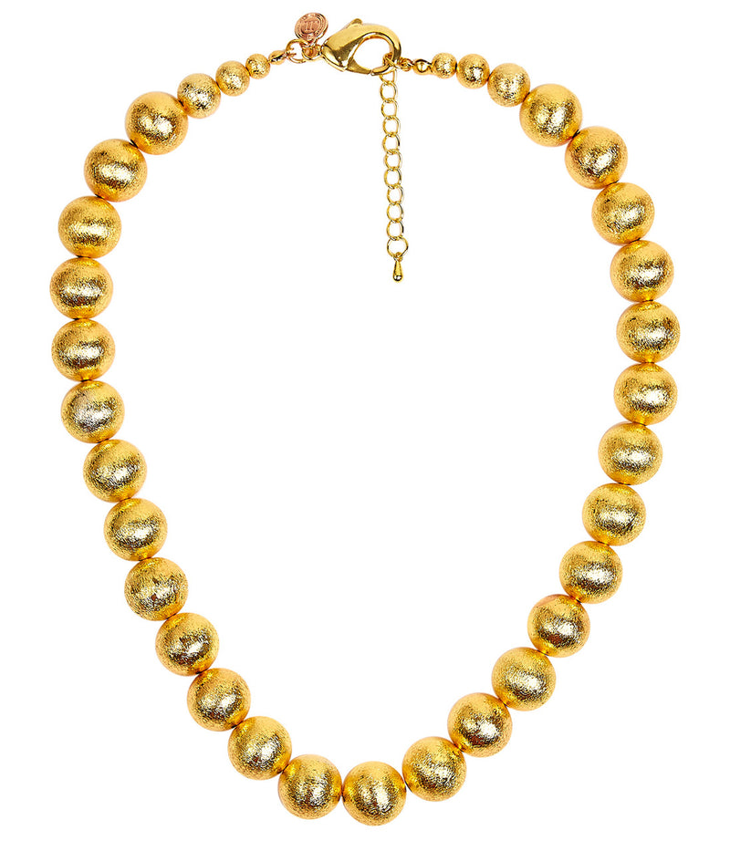 Diana Single Strand Beaded Large Necklace - 14mm - Brushed Gold