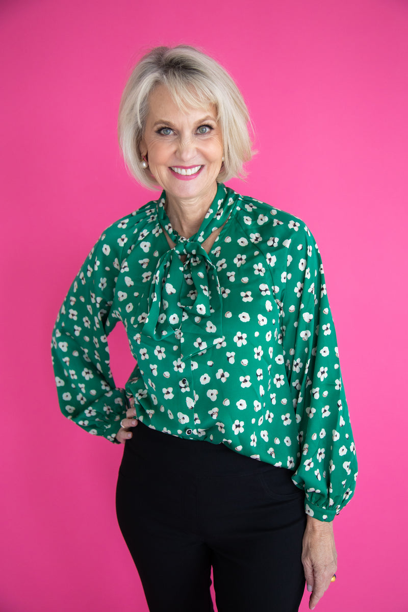 V-Neck Tie Blouse