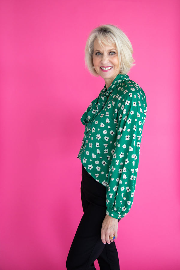 V-Neck Tie Blouse