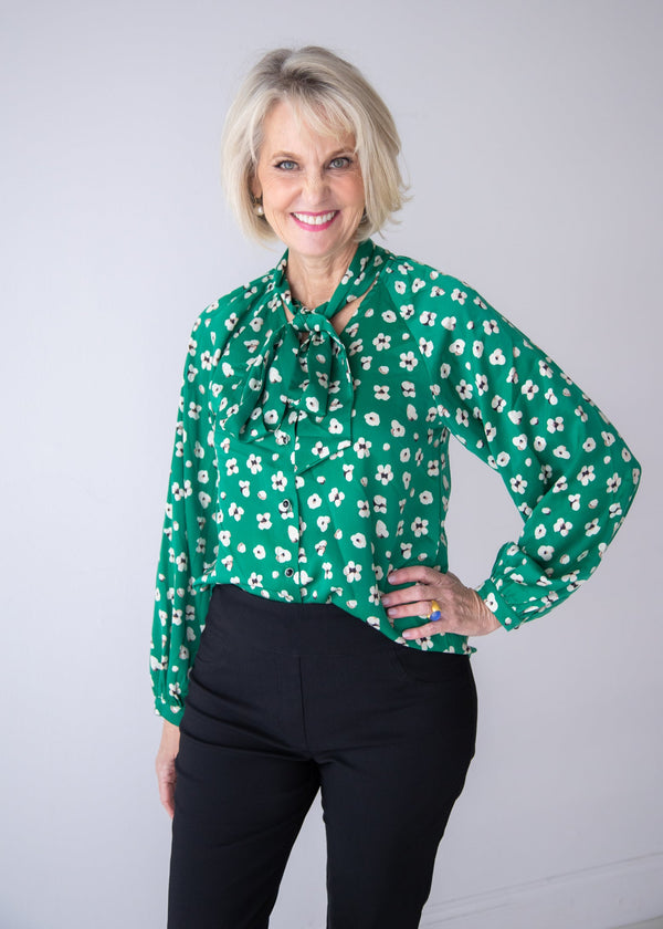 V-Neck Tie Blouse