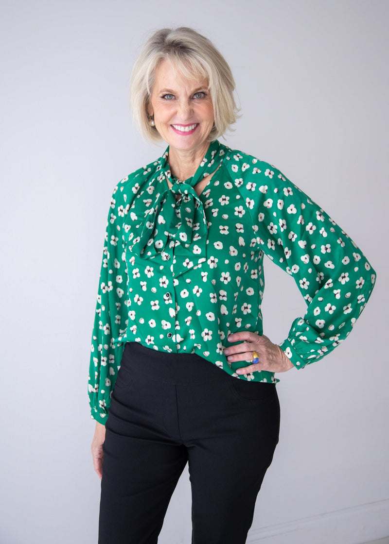 V-Neck Tie Blouse
