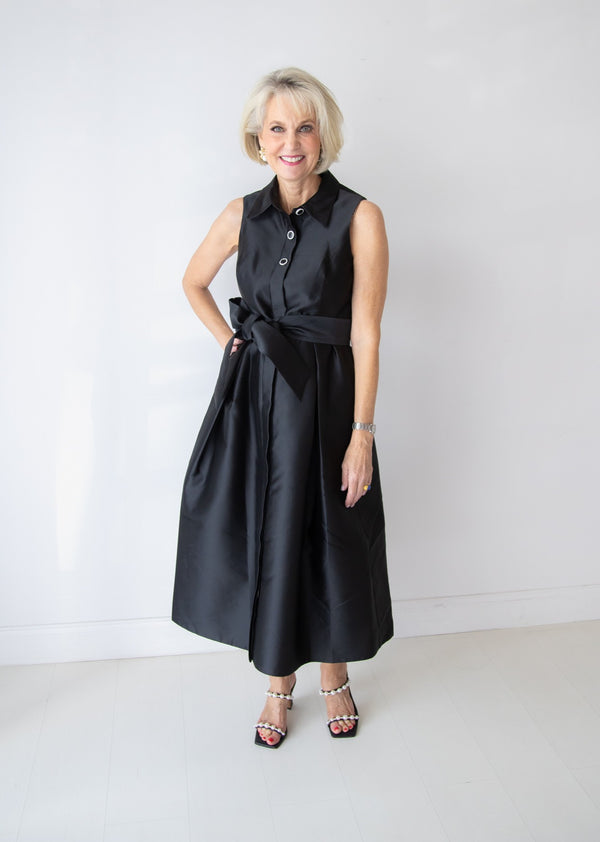 Mikado Sleeveless Shirt Dress