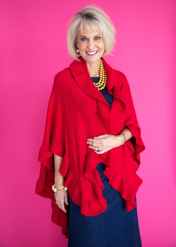The Carlton Ruffle Wrap: Red