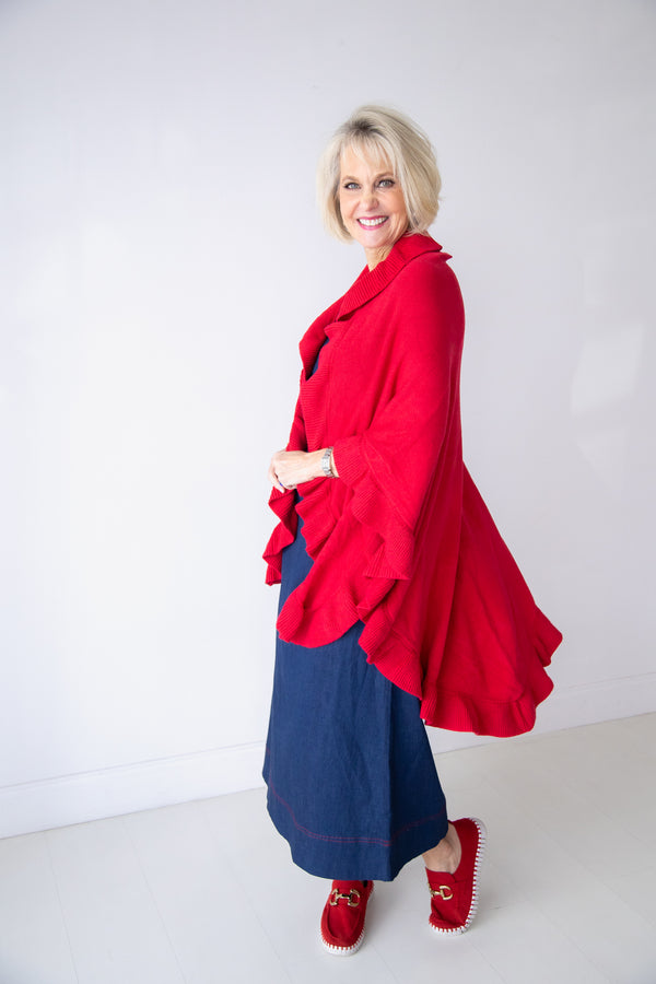The Carlton Ruffle Wrap: Red