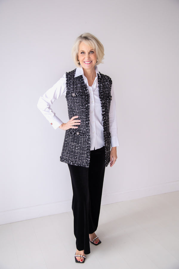 Black and Gold Long Tweed Jacket