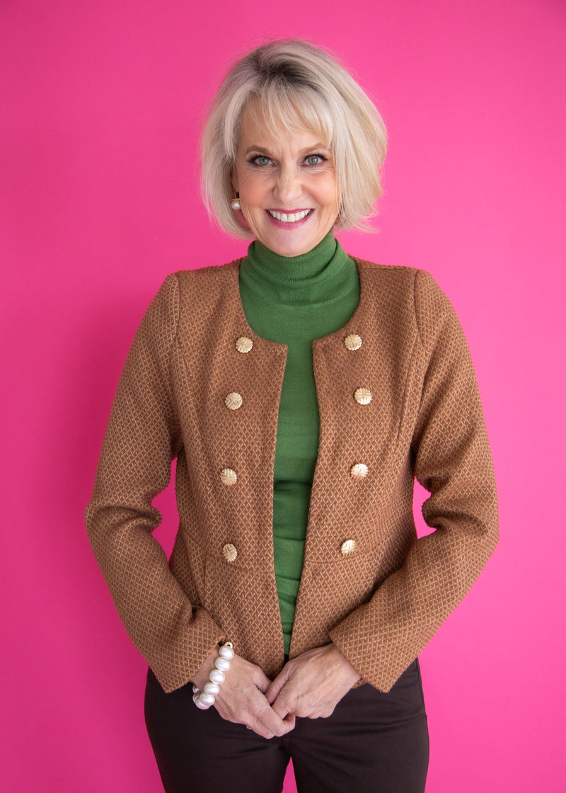 Cinched Waist Button Jacket