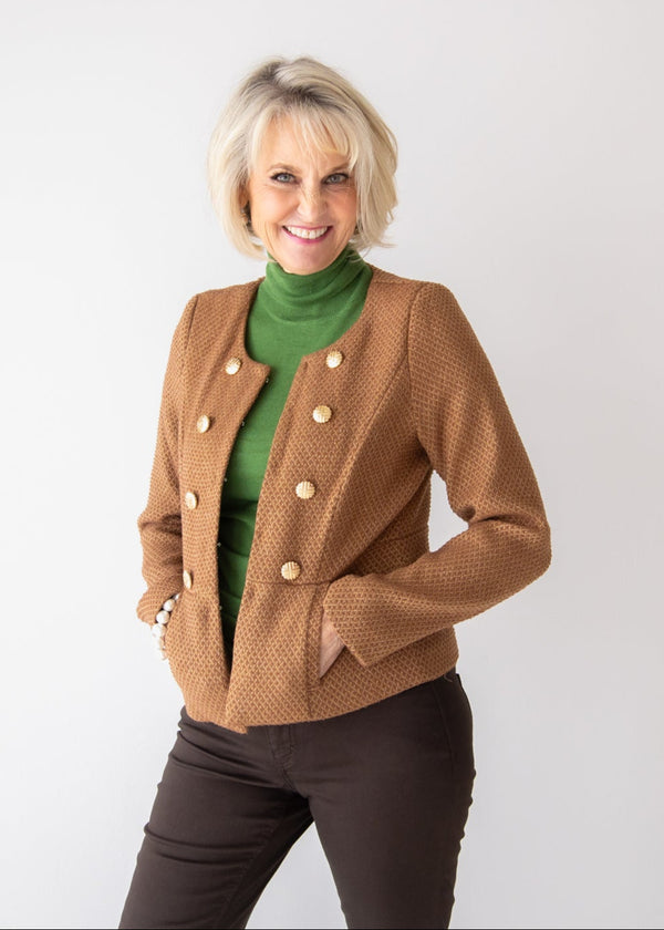 Cinched Waist Button Jacket